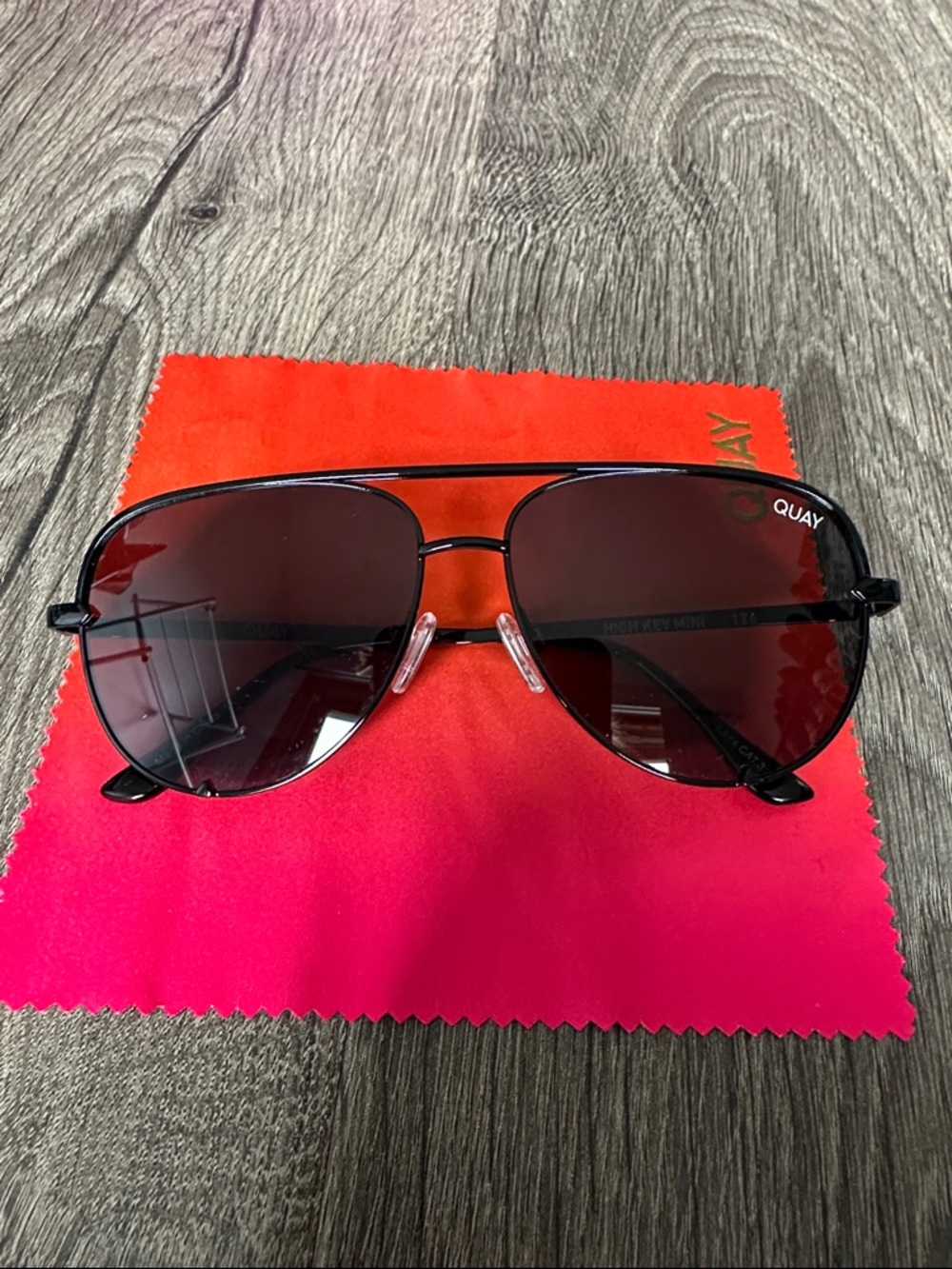Quay Australia Black “High Key” Aviator Sunglasses with black frames/black lens